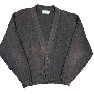 Vintage Jondel Knit Cardigan Made in USA Cotton Black XL